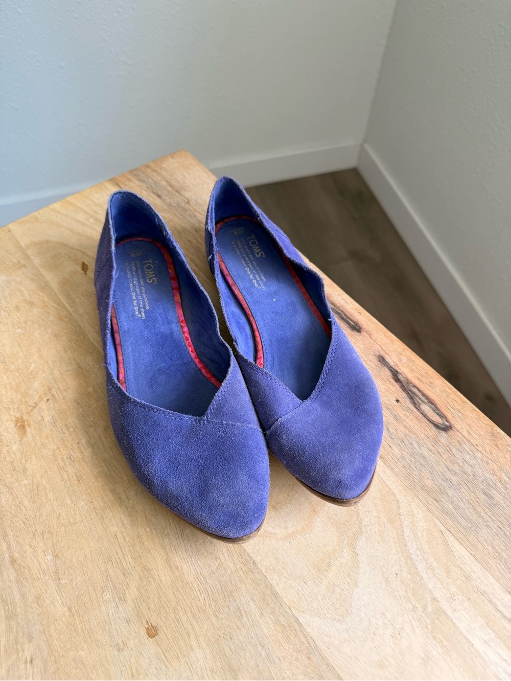 Tom’s jutti purple suede leather ballet flats slip on shoes Womens 9 - Picture 5 of 8